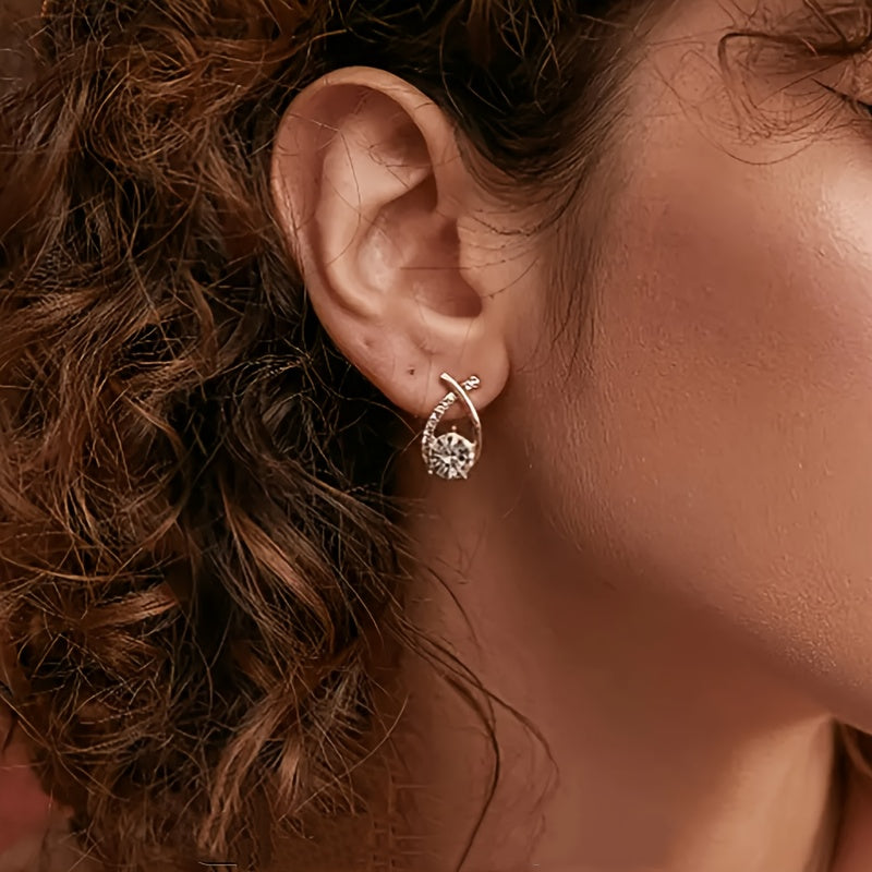 Guld Cross Zirconia Örhängen