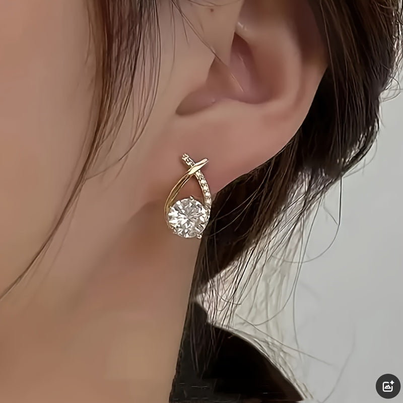 Guld Cross Zirconia Örhängen