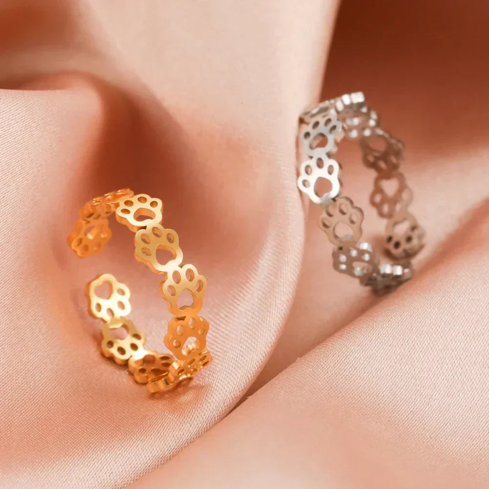 Paw Print Justerbar Ring