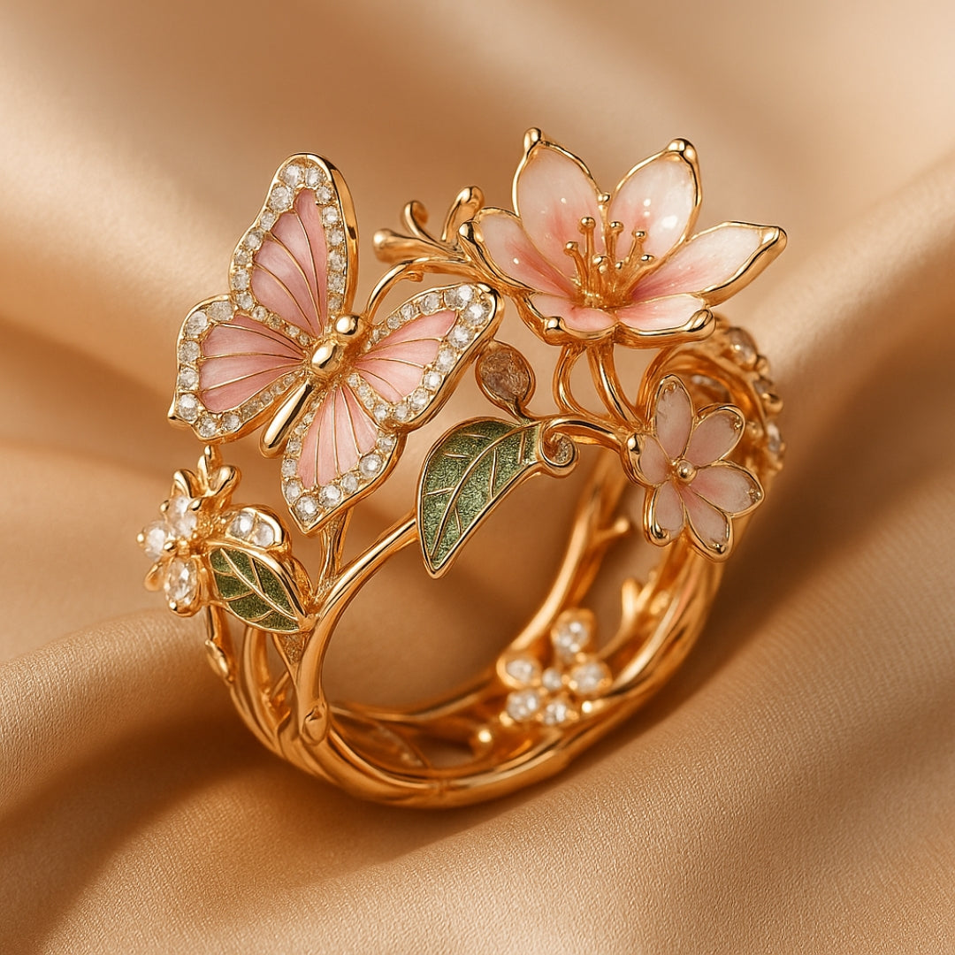 Natur Ljus Fjäril Zirkonia Ring