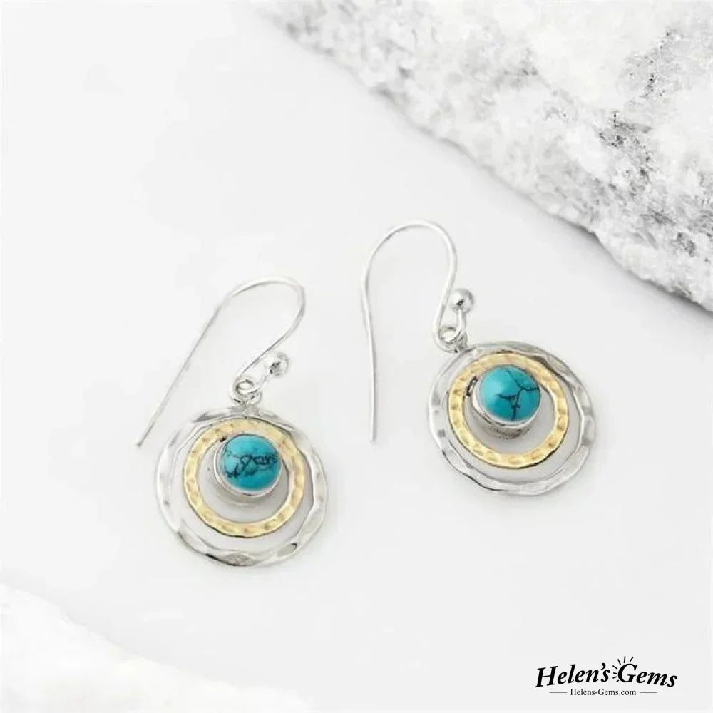 Boho Saturnörhängen: Turkos & Guld