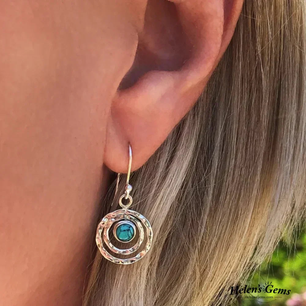 Boho Saturnörhängen: Turkos & Guld