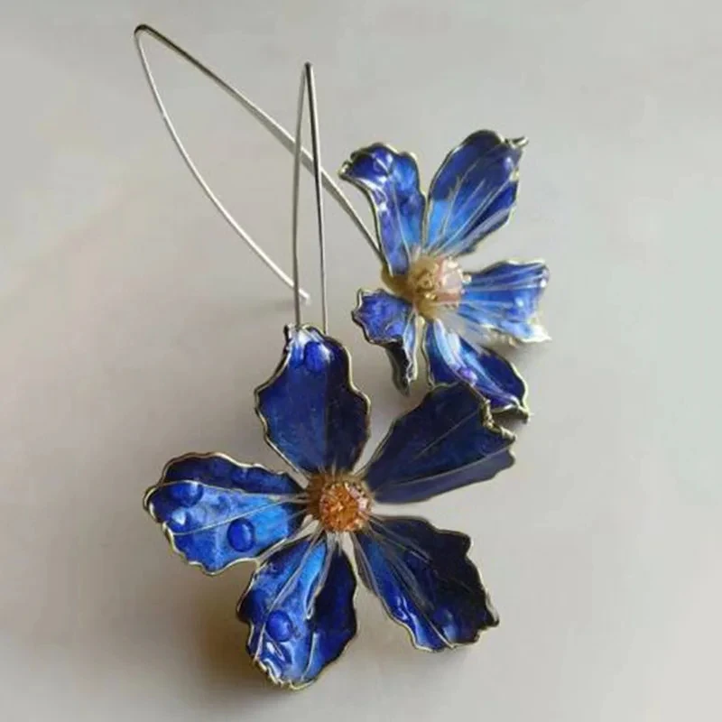 Bliss - Vintage Blå Blomörhängen