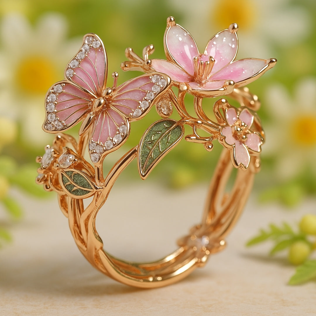 Natur Ljus Fjäril Zirkonia Ring