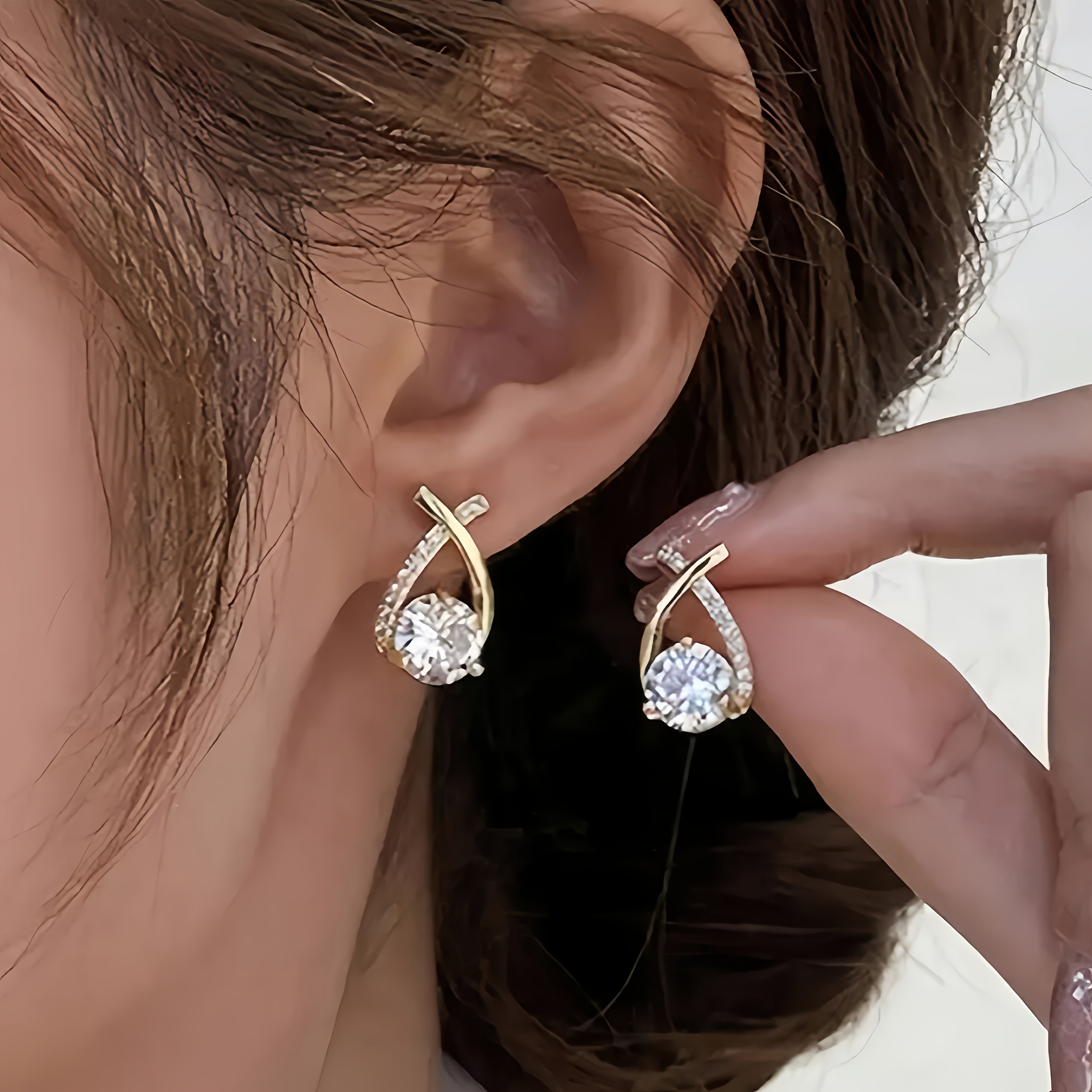 Guld Cross Zirconia Örhängen