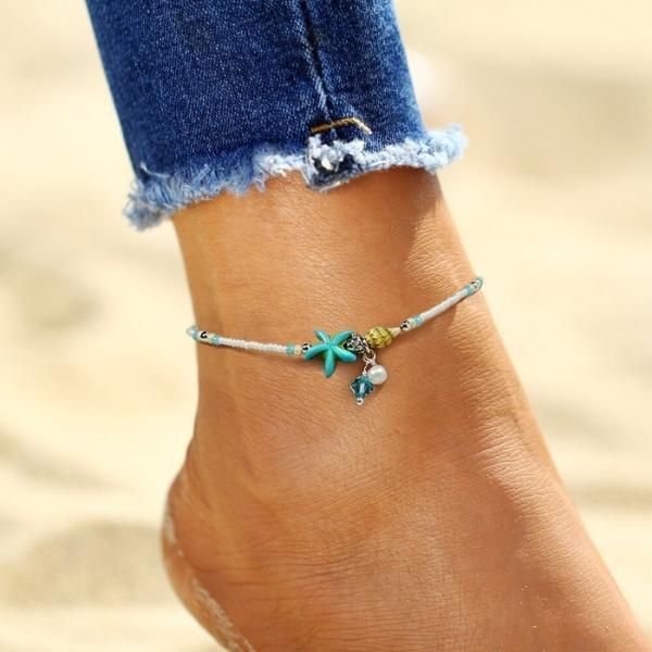 Stjärnskal Anklet med Ädelstenar
