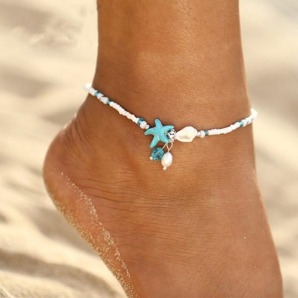 Stjärnskal Anklet med Ädelstenar