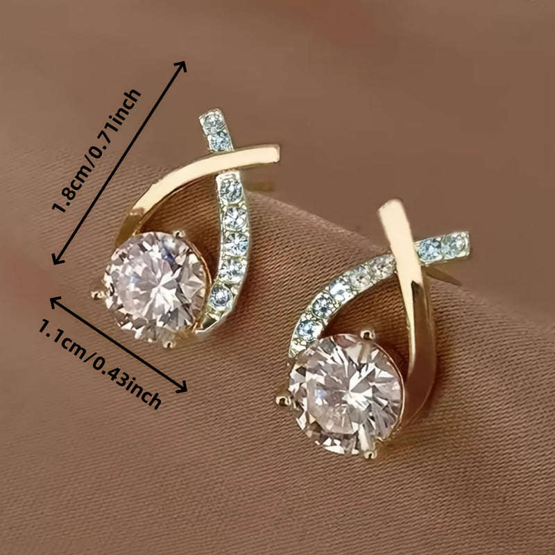 Guld Cross Zirconia Örhängen