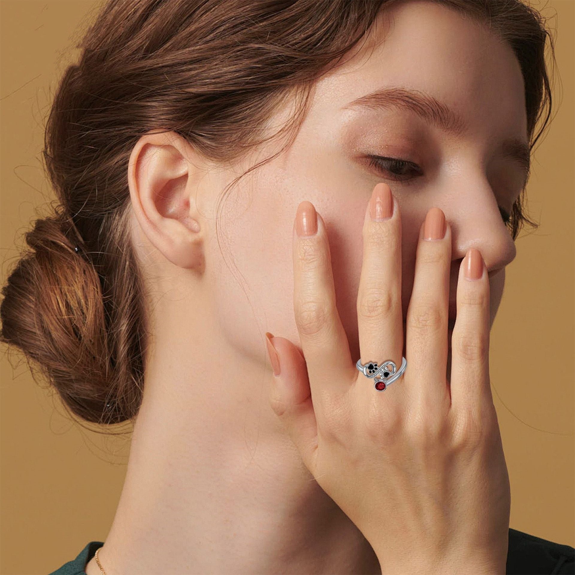 Karmosinröd Tassavtryck Justerbar Ring