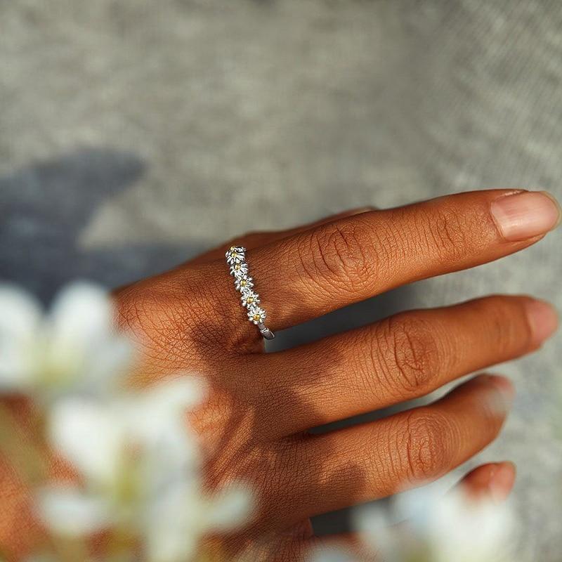 Justerbar Silver Daisy Ring