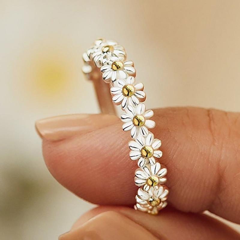 Justerbar Silver Daisy Ring