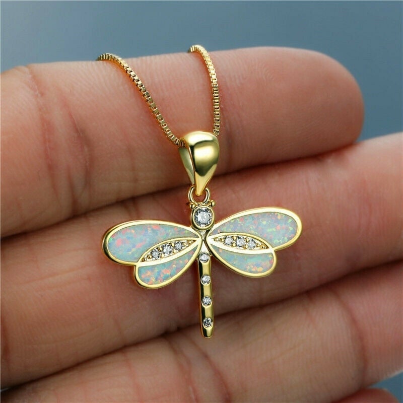 Gulddrakehalsband med Opal
