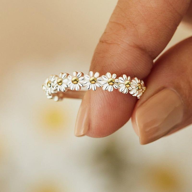 Justerbar Silver Daisy Ring