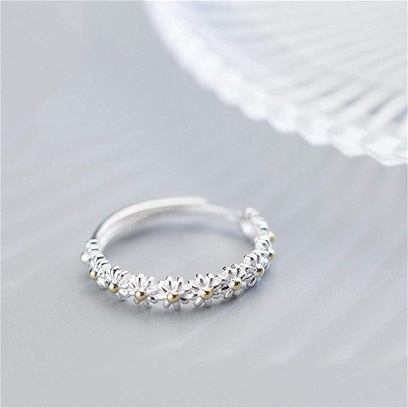 Justerbar Silver Daisy Ring
