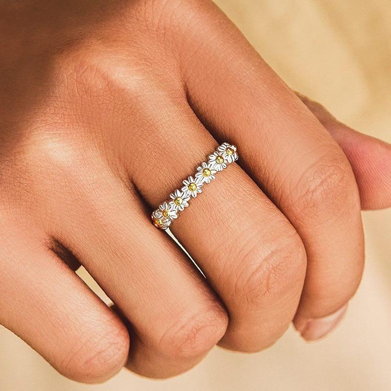 Justerbar Silver Daisy Ring