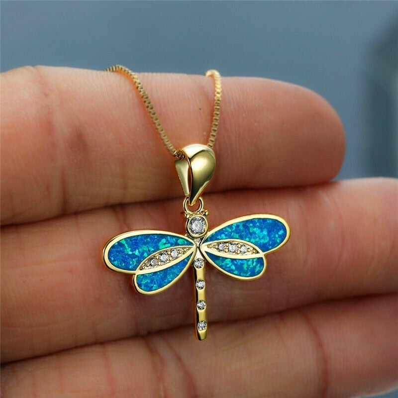 Gulddrakehalsband med Opal
