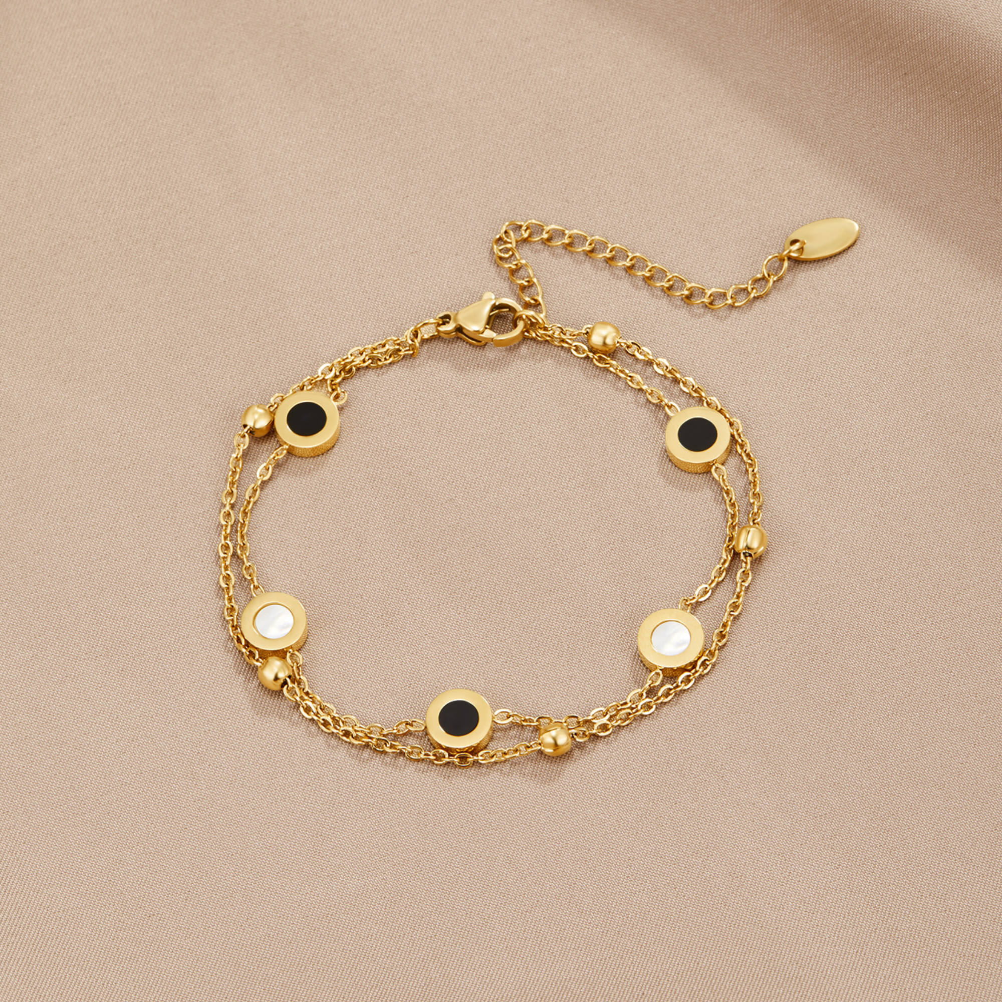 Onyx & Vit Sten Armband