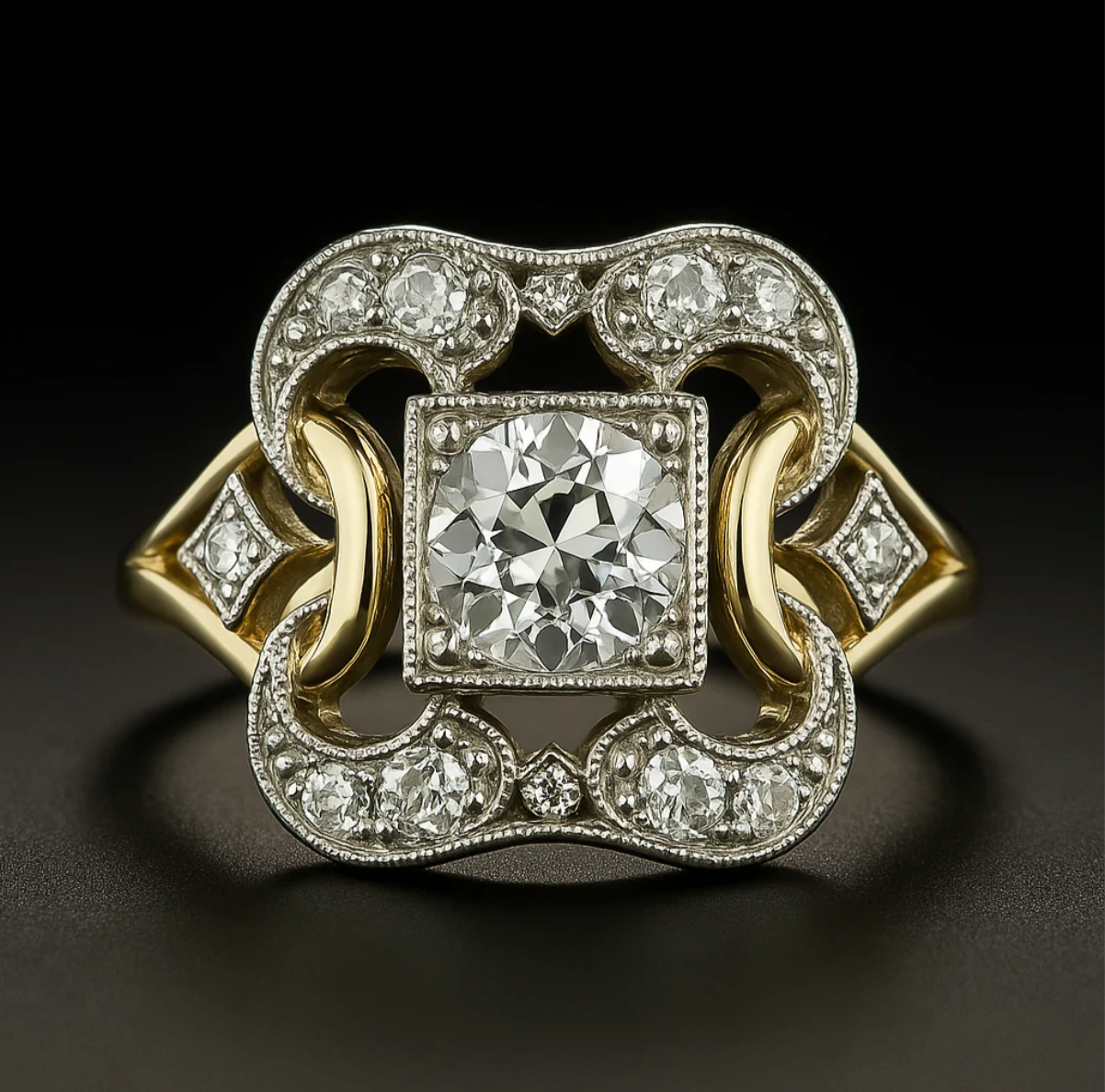 Vintage kristallguldring