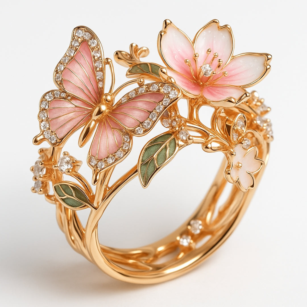 Natur Ljus Fjäril Zirkonia Ring
