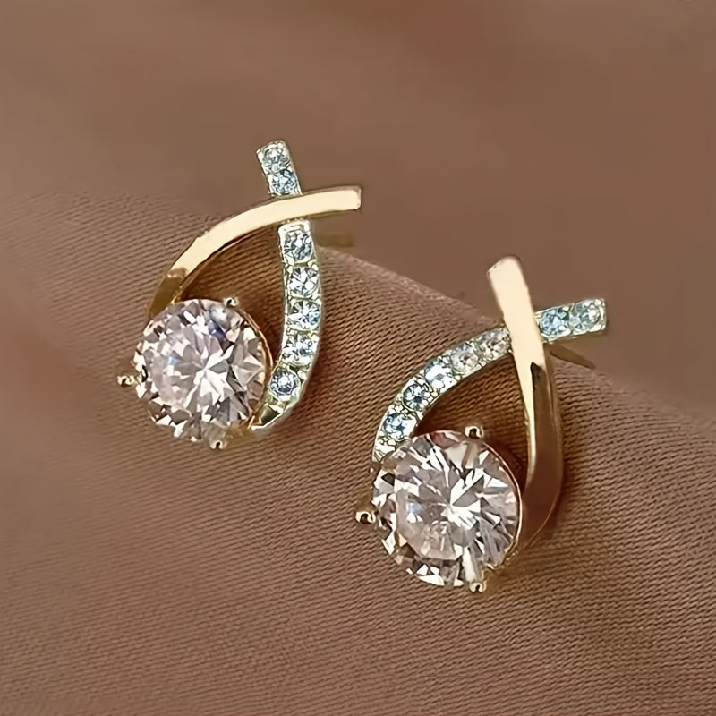 Guld Cross Zirconia Örhängen