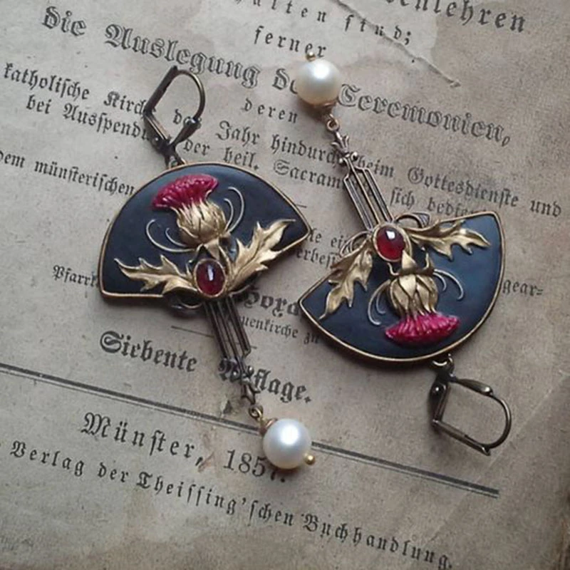 Vintage Röda Pärlörhängen