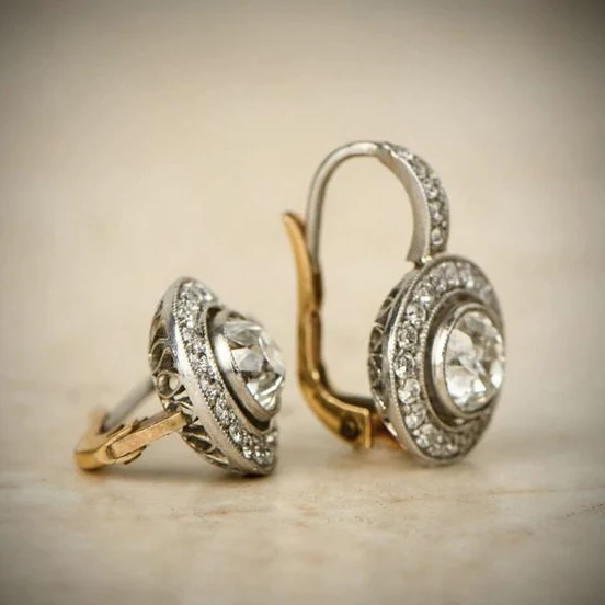 Vintage Guld & Silver Kristallörhängen