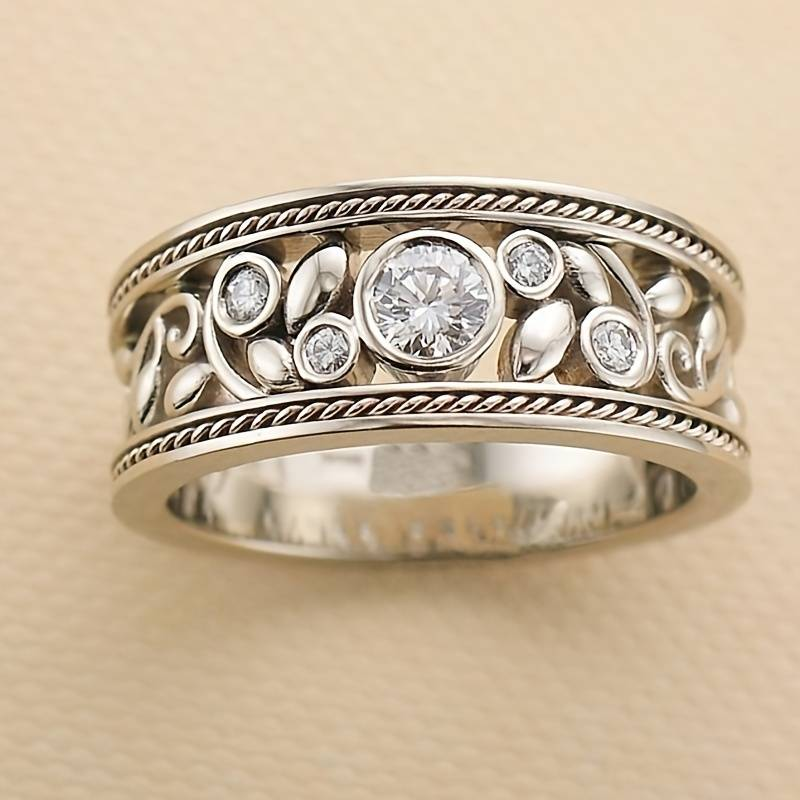 Exklusiv vintage silver- och kristallring