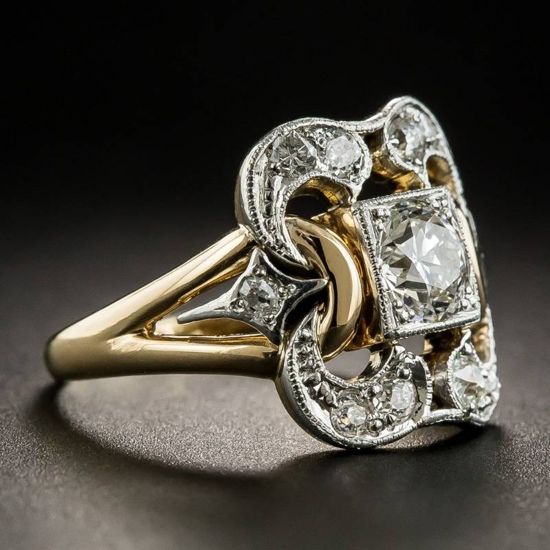 Vintage kristallguldring