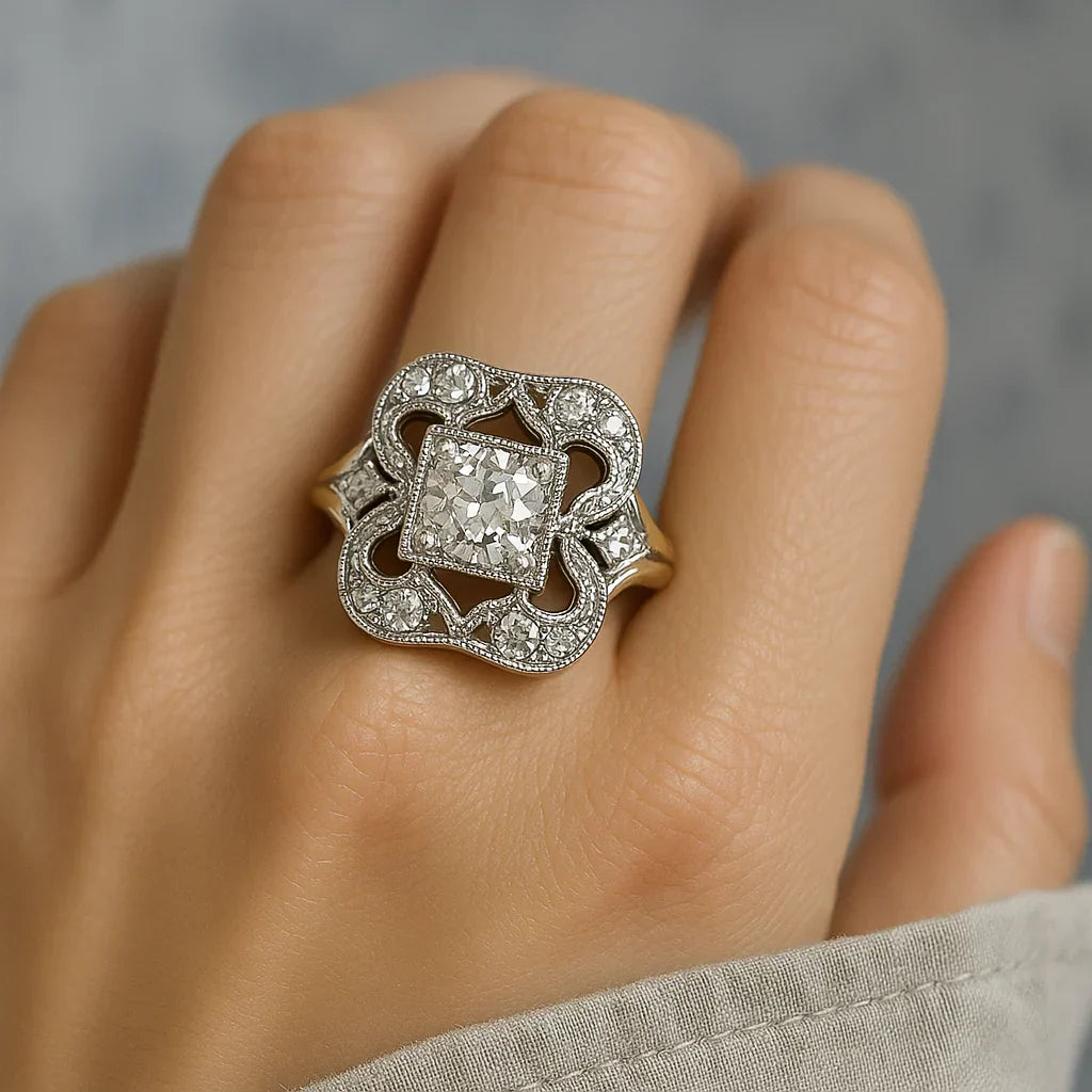 Vintage kristallguldring