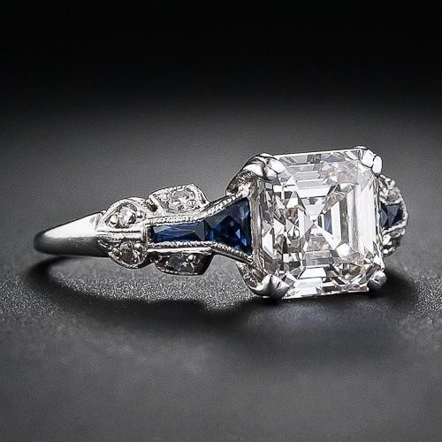 Briljant Vintage Ring i Blått och Silver