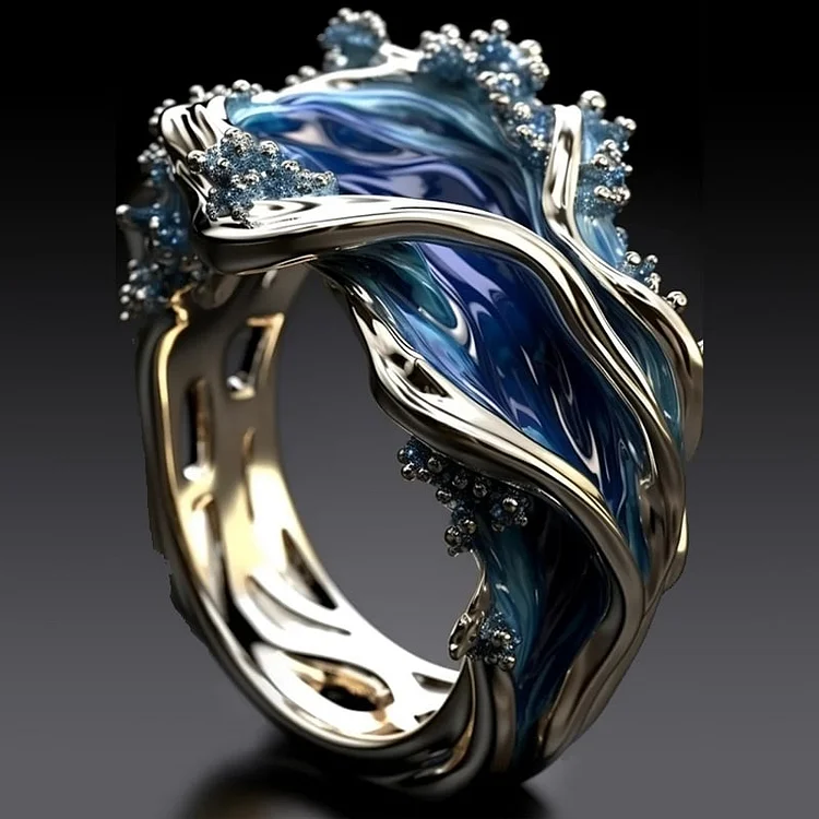 Retro Guldvåg Ocean Ring