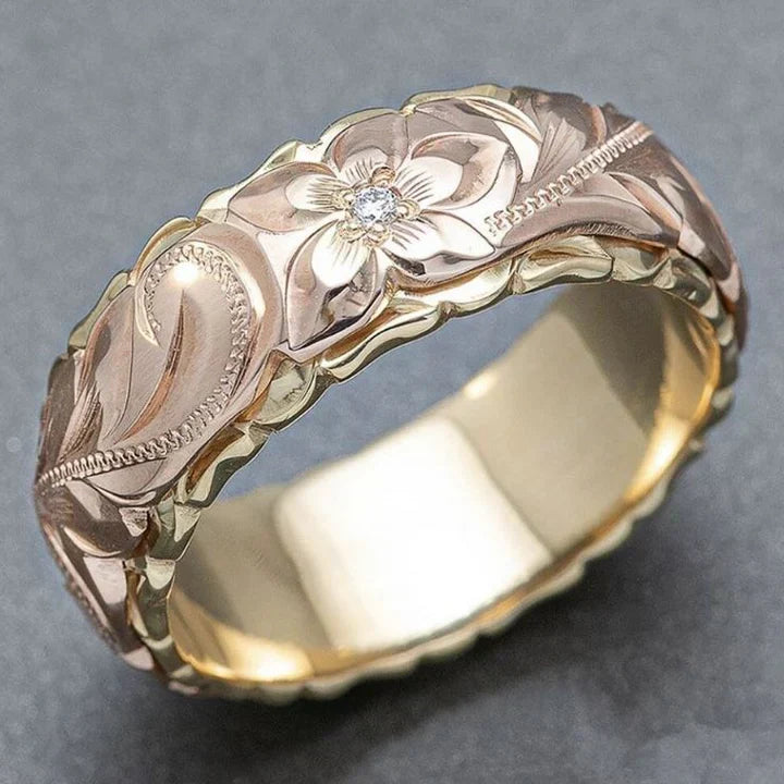 Tidlös Rosblomma Guld Ring