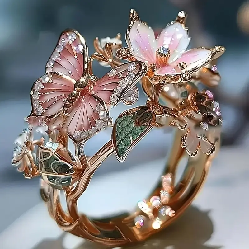 Natur Ljus Fjäril Zirkonia Ring
