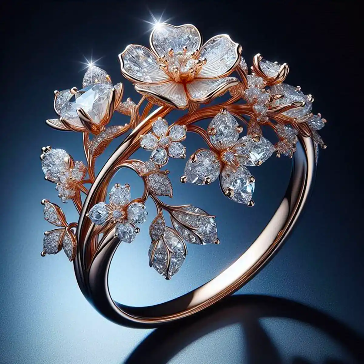 Ljus Kristall Blomma Ring