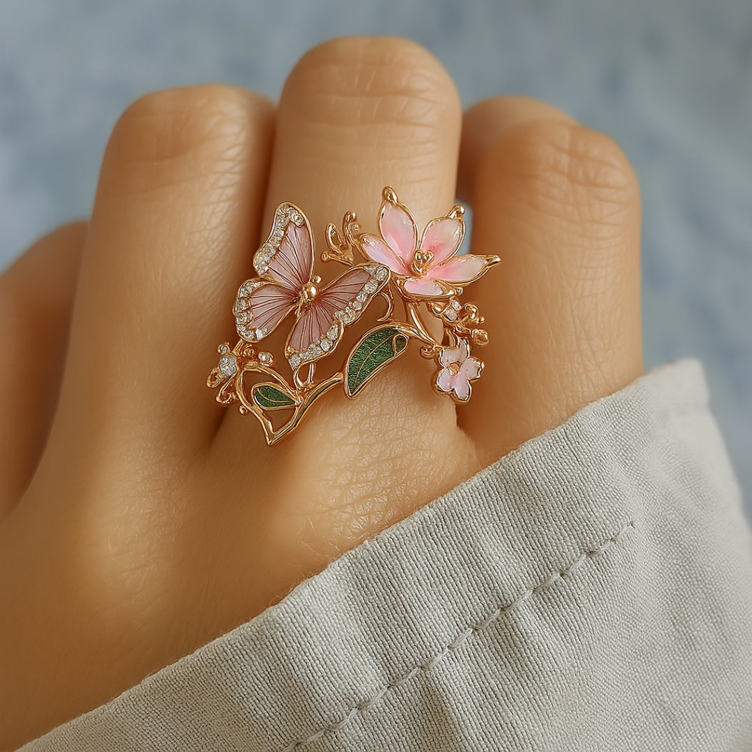 Natur Ljus Fjäril Zirkonia Ring