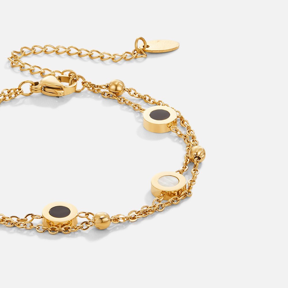 Onyx & Vit Sten Armband