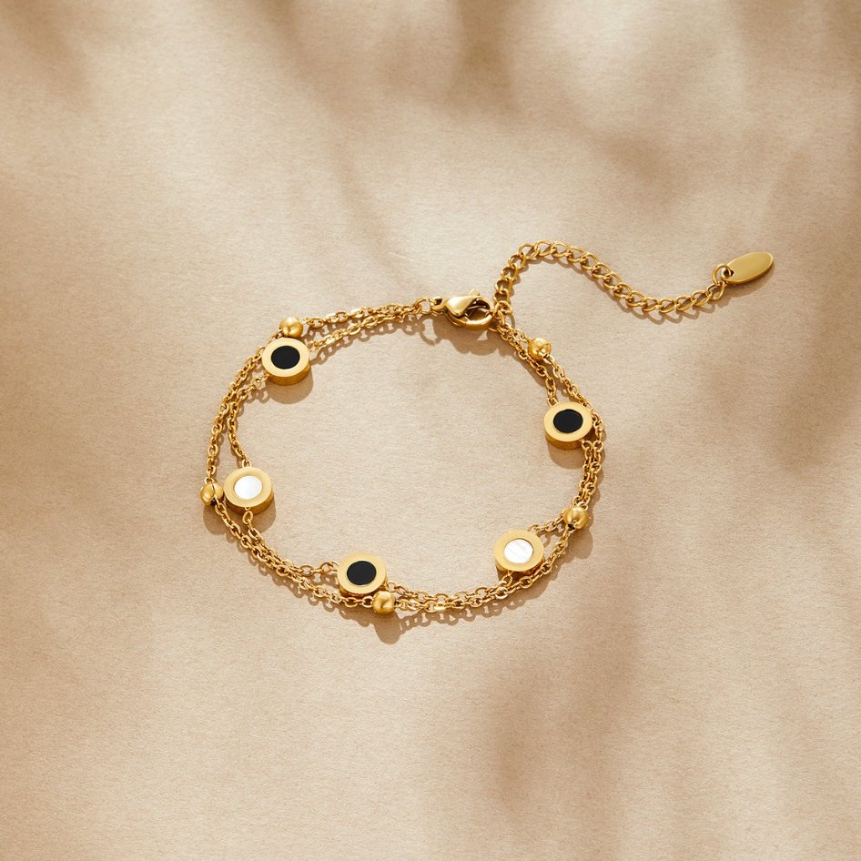 Onyx & Vit Sten Armband