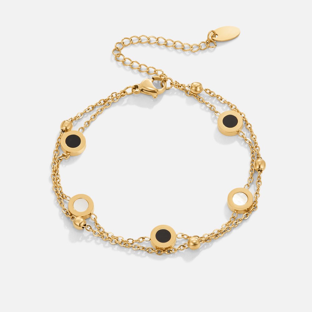 Onyx & Vit Sten Armband