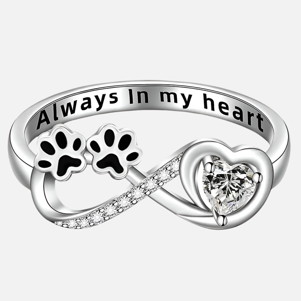 Infinity Paw Heart Ring