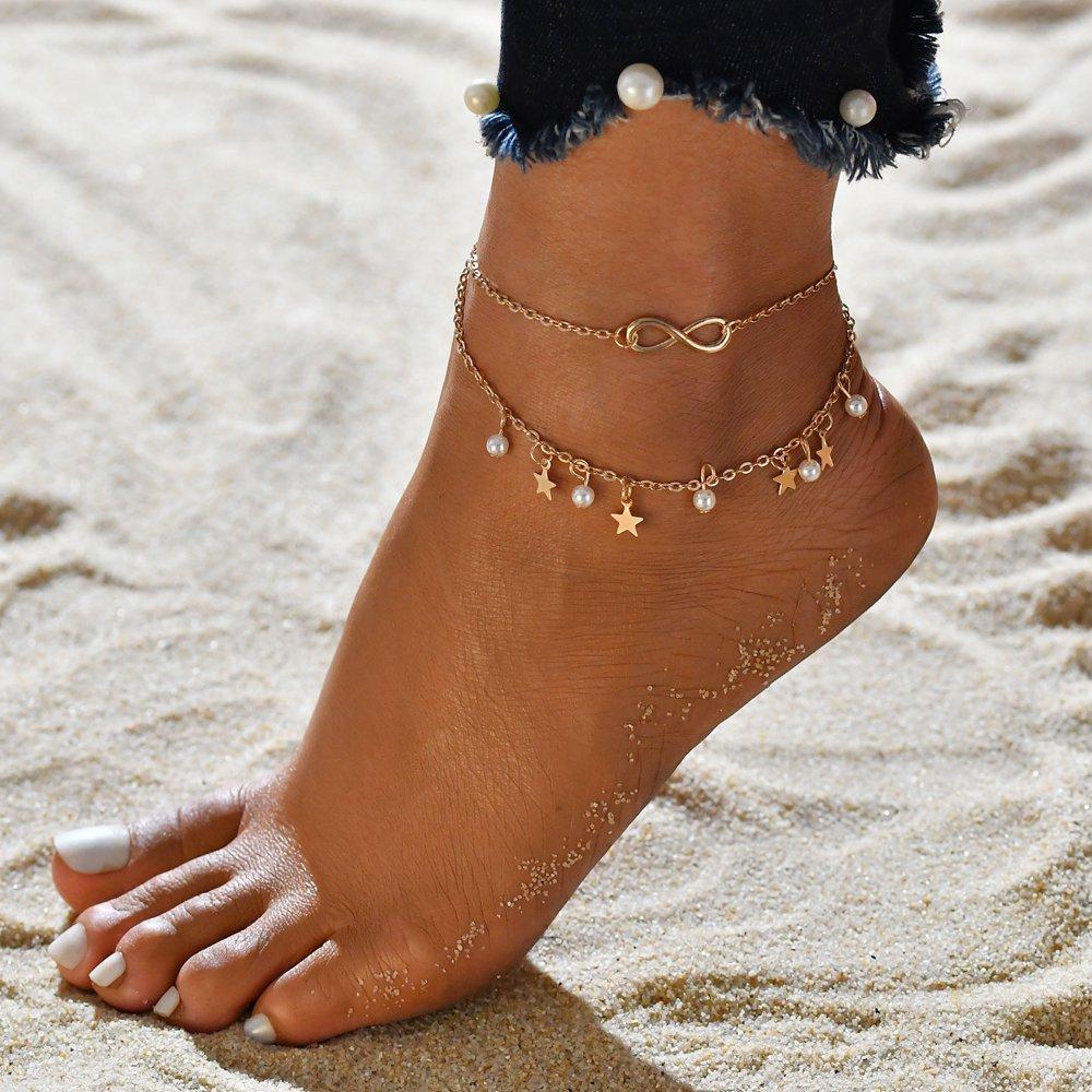 Pärl Stjärna Infinity Anklet